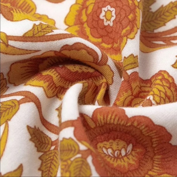 Boho Floral Gypsy Print Milkmaid Dress Yellow - Picture 7 of 11